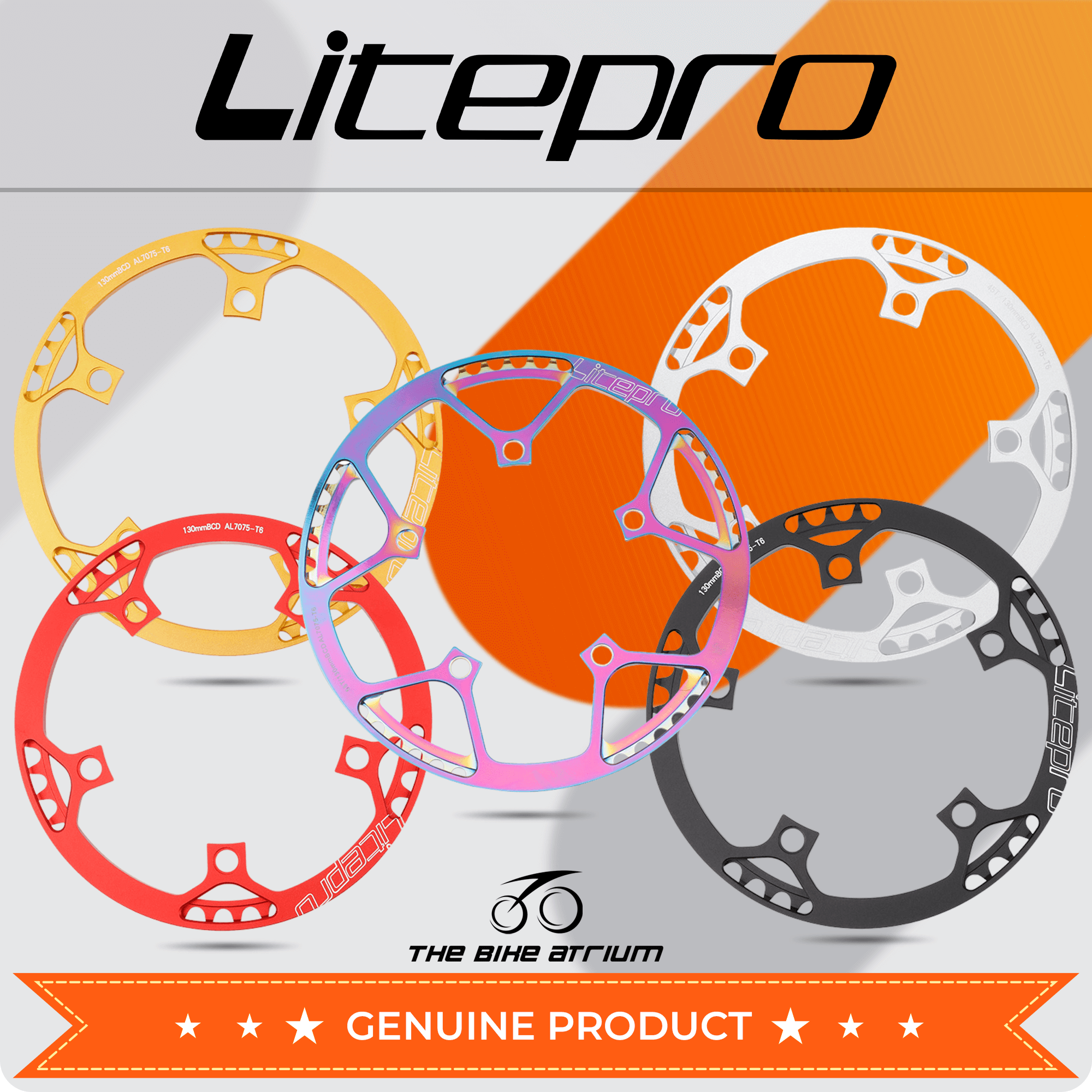 Litepro CNC Aluminum Alloy Standard Single Speed Chain ring 130 BCD 45T to 58T