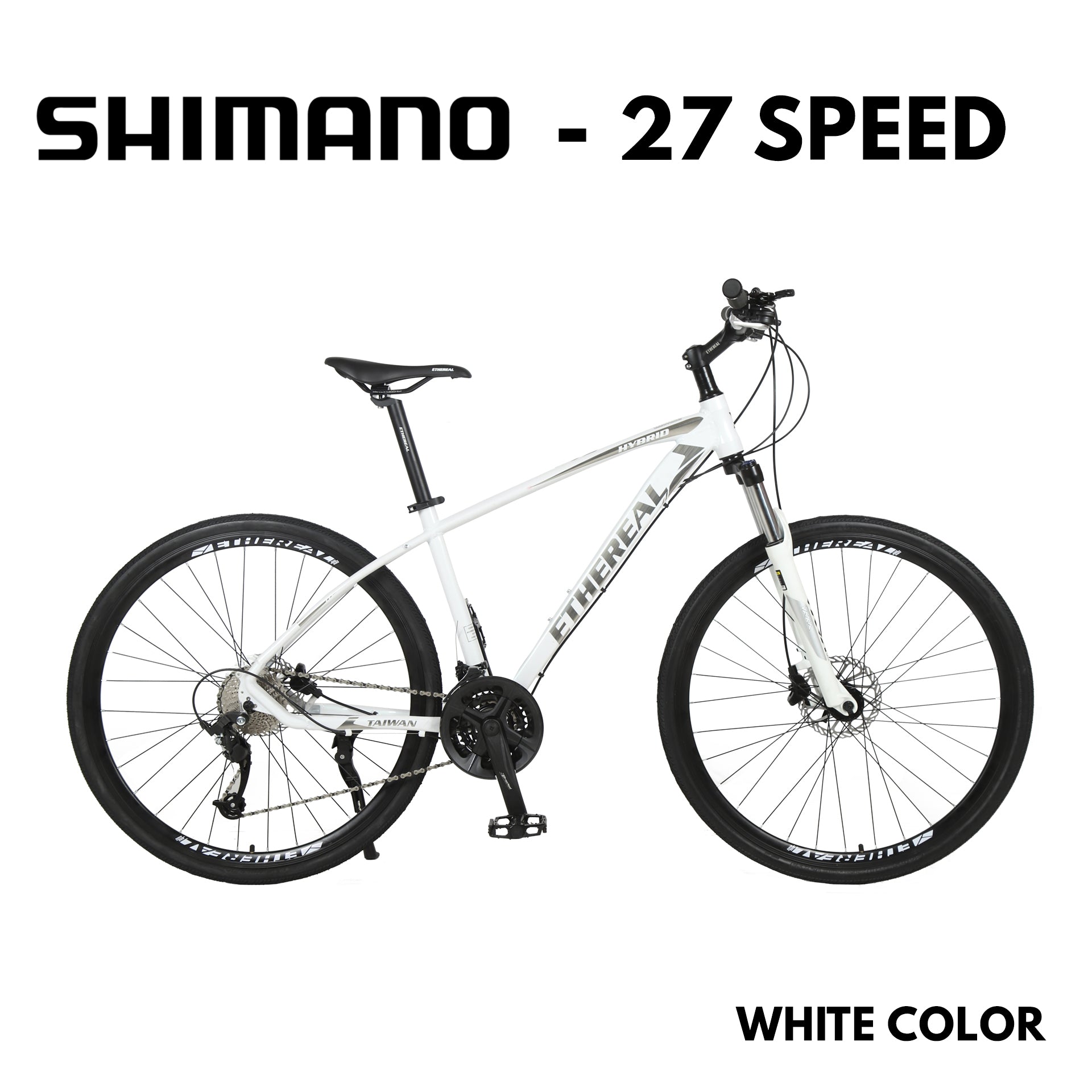 High-performance Ethereal Hybrid 700C MTB with Shimano Altus 3 X 9 Speed derailleur, full hydraulic Taiwan Gemma brakes, and ergonomic Ethereal Gel Saddle - The Bike Atrium - Best Bicycle Shop in Singapore