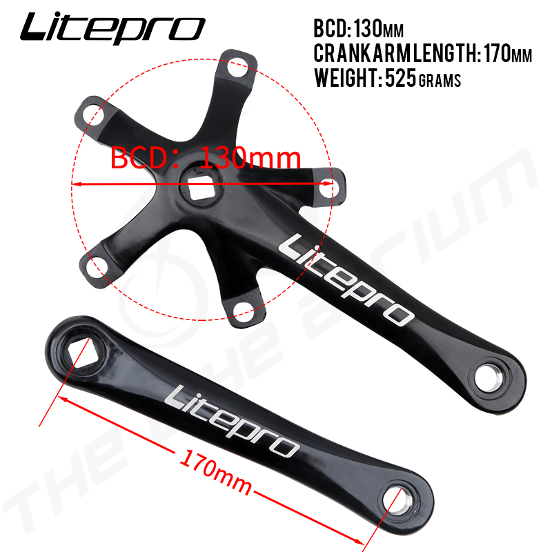 Litepro Square Taper Crank Arm Set | 170mm | BCD 130mm | Aluminum Alloy