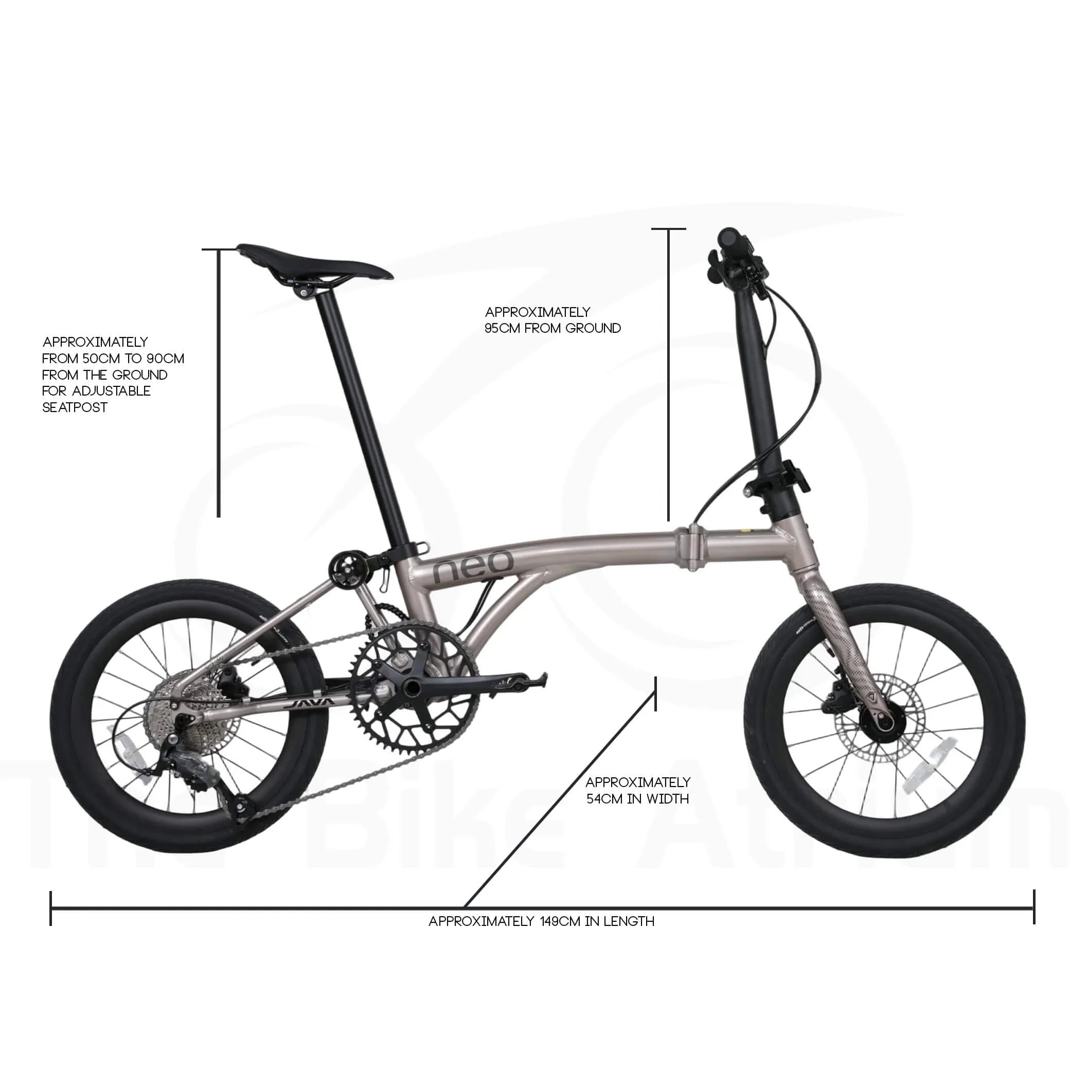 Java Neo 3 16” (349) Trifold Folding Bike – 9-Speed Hydraulic Disc Brakes