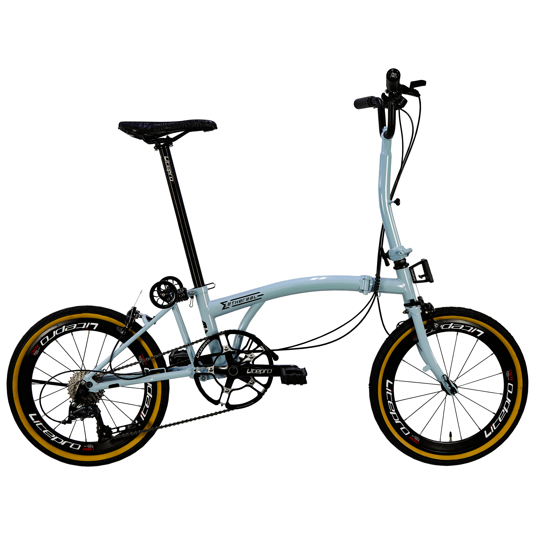 Foldable 20-inch trifold bicycle with Shimano Sora 9 speed, Kenda tires, Litepro Quad Bearing wheelset, and ergonomic cushion saddle - Ethereal G20 Trifold by The Bike Atrium - The Best Bicycle Shop in Singapore