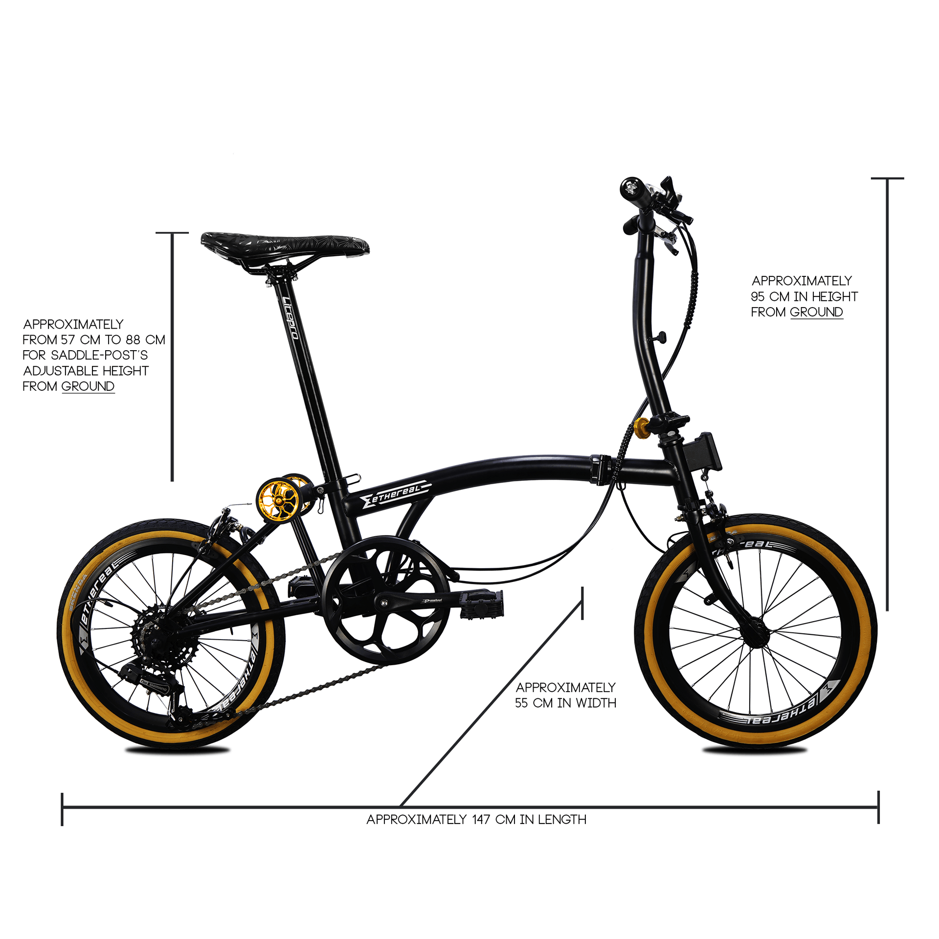 Ethereal Trifold M7 Folding Bike - Affordable Entry-Level Folding Bike with Shimano Tourney 7 Speed, Kenda Tanwall Tires, and Foldable Pedals - The Bike Atrium - Best Bicycle Shop in Singapore